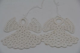 2er Set weiße gehäkelte Weihnachtsengel Weihnachtsschmuck Christbaumschmuck