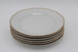 6er Set Könitz DDR Kuchenteller gewellter Goldrand Porzellan DDR