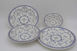 4tlg. Set Strohblume Strohhalmmuster Jägermuster blau weiß Saks