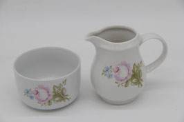 2er Set Kahla Made in GDR DDR Porzellan Milchkännchen und Zuckerschale rosa Rose