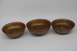 3er Set Khokhloma Lackmalerei Russische Volkskunst Holz Schalen DDR UdSSR