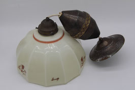 Alte Küchenlampe Hängelampe Zugpendelleuchte Glas mit Dekor 1950er Mid Century