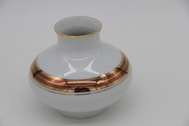 Freiberger Porzellan Vase gold rotbraun Streifen Ringe bauchig schlicht