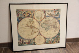 alte Weltkarte "Orbis Terrarum nova" Nicolao Visscher gerahmt