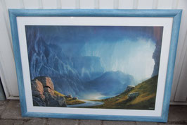 Wandbild XXL Wasserrad / Lichtung / Nordwest Passage Hans Werner Sahm blau Rahmen