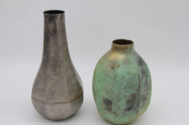 Metallvase vintage Industriestil Zink / grün