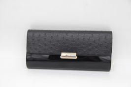kleine schwarze Clutch Handtasche Umhängetasche mit Magnetverschluss Lackleder