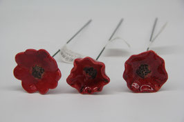 Mohnblume am Stab Keramikblume Stecker roter Mohn