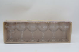 6er Set Lausitzer Glas Weingläser Goldrand Spitzendekor Blumen DDR NEU OVP