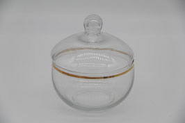 kugelige Glasdose mit Deckel Goldrand klares Glas Deckeldose Glasdose