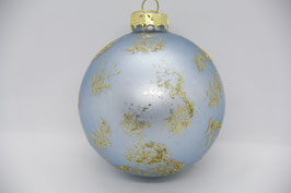 Weihnachtskugel rauchblau glossy Glas Glitzer gold