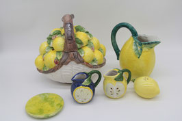 Keramik Zitronen Dekoration Korb Milchkanne Kännchen Streuer