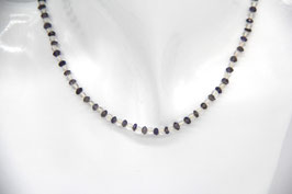 lila Iolith Wassersaphir Quarzperlen Edelstein Halskette Collier Schmuck 40cm