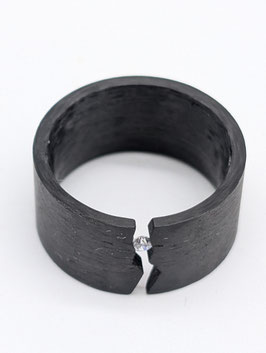 Carbon Partnerring Damenring schwarz Gr 64,9 20,68 Breite 12mm mit Stein