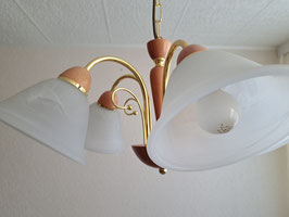 Deckenlampe Hängelampe Kronleuchter rotbraun Holz Gold 5flammig