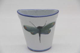 Wandvase Keramik Handarbeit Töpferhof Sylvia Kort Libelle weiß blau