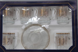 12tlg Kaffee- Tee-Service Glas Tassen Untertassen Mokka Espresso italienisch OVP Italy A. Masserini
