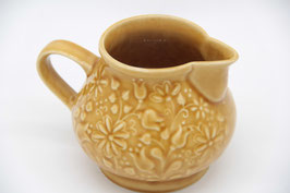 DDR kleiner Keramik Milchkrug senfgelb Torgau Flora 0,6L Blumenmuster