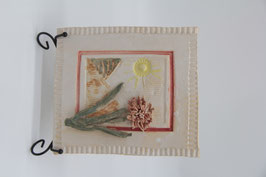 Keramik Wandbild Handarbeit Blume und Landschaft 20x22cm