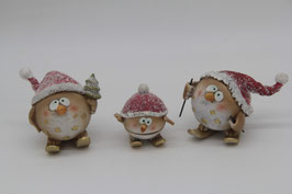 3tlg. Set Wintervögel runde Vögel Weihnachtsdeko Figuren Weihnachten Familie