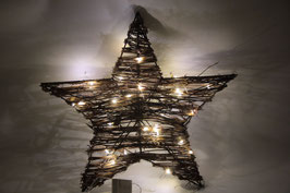 LED Weihnachtsstern mit Timer (6h) Batterie natur braun