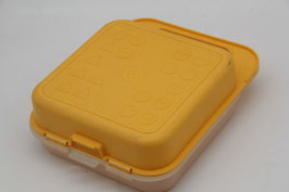 Vintage TUPPERWARE Road Traffic Lunchbox Verkehrszeichen Brotdose gelb