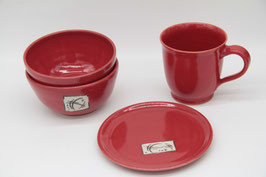 2er Set Keramik rot Schüsseln Müslischalen Schälchen