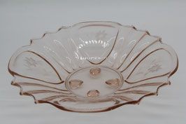 rose Glasschale Blumenschliff kleine Füße rosalin Art Deco