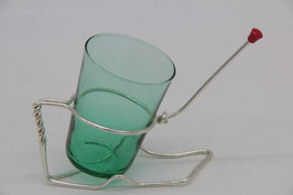 DDR Party Salzstangenhalter Brezelhalter vintage 50er Jahre Metall Glas grün