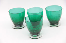 4er Set grüne Gläser mit geätzten Weinblättern Trinkgläser Weingläser