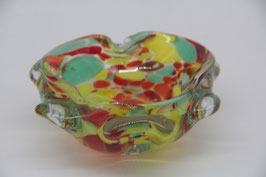 bunter Glas Aschenbecher Schale Murano? 50er 60er Glaskunst schwer rot gelb blau