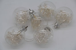 6er Set Weihnachtsschmuck Christbaumschmuck Weihnachtskugeln klar Lametta DDR?