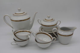 14tlg. Stadtlengsfeld Rhön DDR Kaffeeservice Geschirr Porzellan gold Streifen