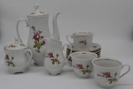 12tlg. Geschirrset Kaffeeservice ähnl. Chodziez weiß Ornament Rosen Kaffeekanne