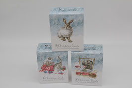 Box mit 16 Mini-Weihnachtskarten Wrendale 4 Motive