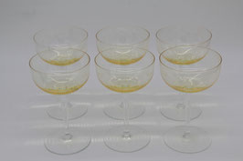 6er Set besondere Sektschalen gelblich Glas Sektgläser farbig Champagnerschalen