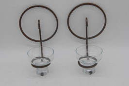 schlichter Schmiedeeisen Wandkerzenhalter rund Metall Glas dänisch Design?