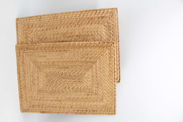 2er Set Tischsets rutschfeste Rattan-Tischsets Esstisch hitzebeständig Korb