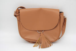 LDADPR kleine braune Handtasche Umhängetasche Kunstleder camelfarben Boho