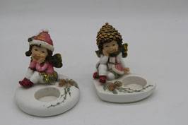 2er Set Engel Teelichthalter Kerzenhalter Weihnachtsengel Weihnachten Winterkind