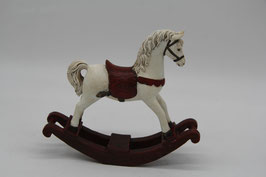 Schaukelpferd Dekofigur rot weiß Weihnachtsfigur Polyresin