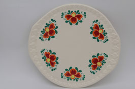 Tortenplatte Kuchenplatte Torgau DDR retro Blumen Dekor Griffe Keramik