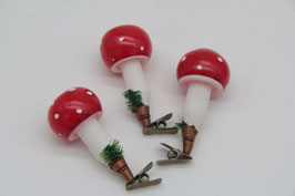 3er Set Weihnachtsschmuck Christbaumschmuck mushroom Fliegenpilz Pilz Clips