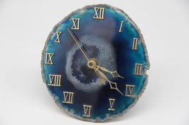 Achatuhr Tischuhr Kaminuhr Uhr aus Achat stehend blau Halbedelstein Quarzuhrwerk