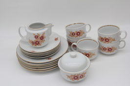 18tlg. Set Henneberg GDR DDR Atlas braun orange Blumen Geschirr Service