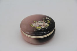 Vintage Alabaster Schmuckdose rosa schwarz Blumenmotiv Blüte