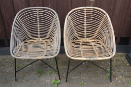 2er Set DDR Korbsessel Bambus 1960 1970er Gartenstühle Rattan Metall Mid Century