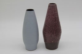2er Set kleine schlanke Keramikvasen Fat-Lava-Glasur blau lila braun Blumenvasen