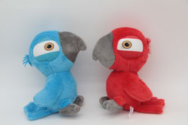2er Set Maines Kuscheltiere Plüschtiere Papagei blau rot Vogel Stofftier