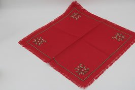 kleines handbesticktes Weihnachtstischdeckchen Weihnachten rot Tischdecke 40x40cm